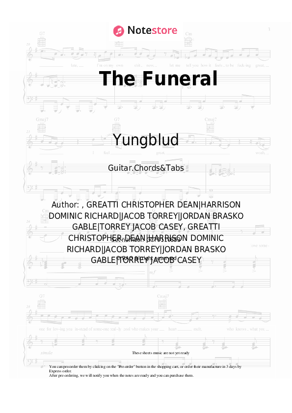 The Funeral chords and tabs Yungblud in Guitar.Chords