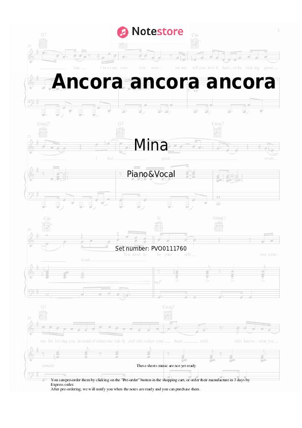 Mina Ancora ancora ancora piano sheet music in Piano
