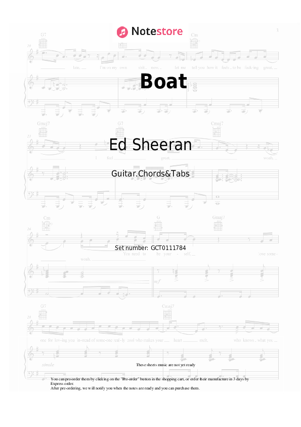 Ed Sheeran Boat guitar chords and tabs in Guitar