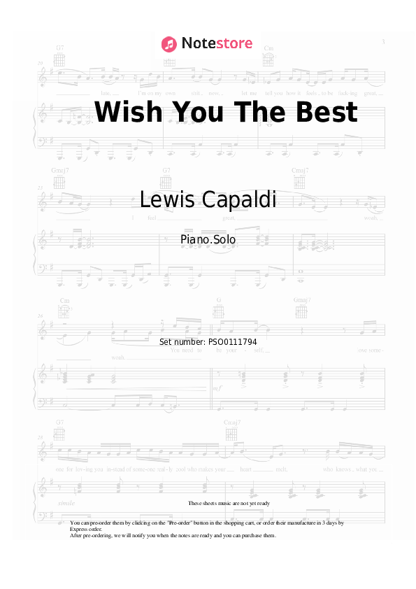 Wish You The Best piano sheet music Lewis Capaldi in