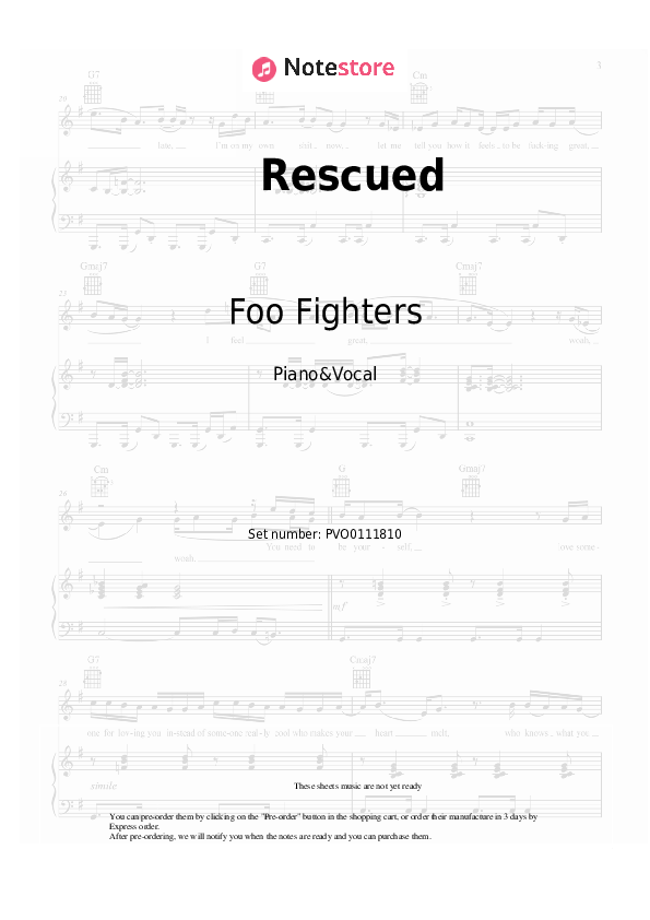 Foo Fighters Rescued piano sheet music in Piano