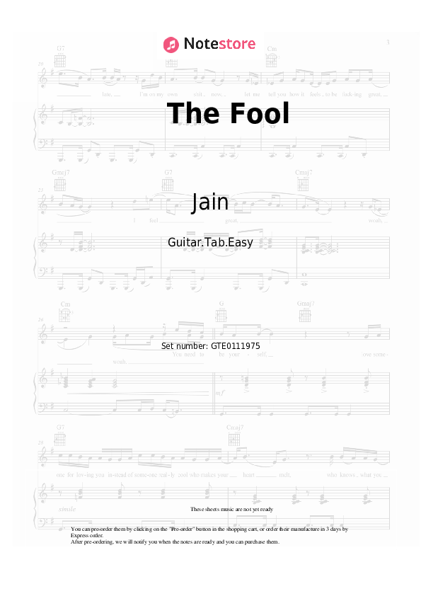 Jain The Fool guitar chords and tabs in Guitar.Tab