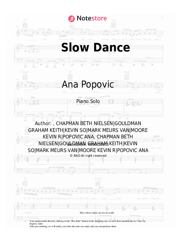 Ana Popovic, Robben Ford Slow Dance piano sheet music in NoteStore