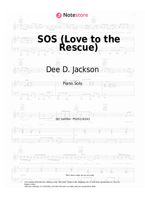 Dee D. Jackson SOS (Love to the Rescue) piano sheet music in Note
