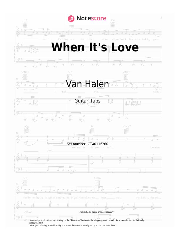 Van Halen When It's Love guitar chords and tabs in