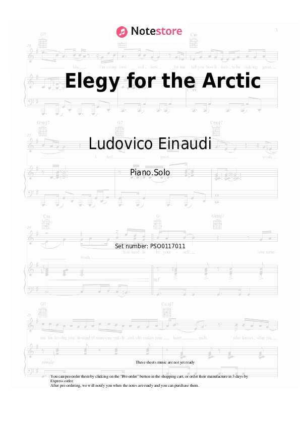 Ludovico Einaudi Elegy for the Arctic piano sheet music in NoteStore