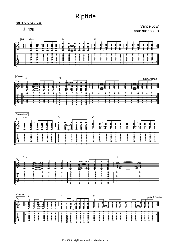 Riptide chords and tabs Vance Joy in Guitar.Chords