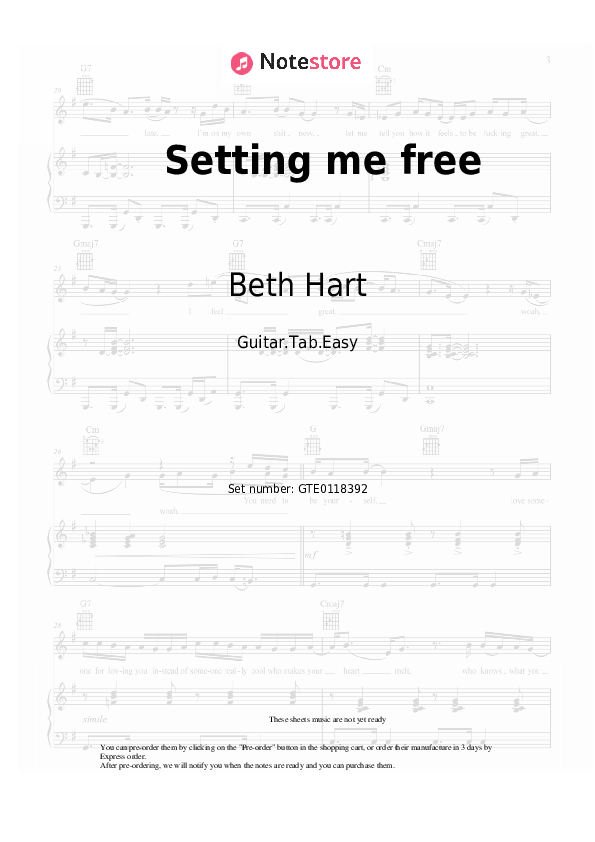 Beth Hart Setting me free guitar chords and tabs in
