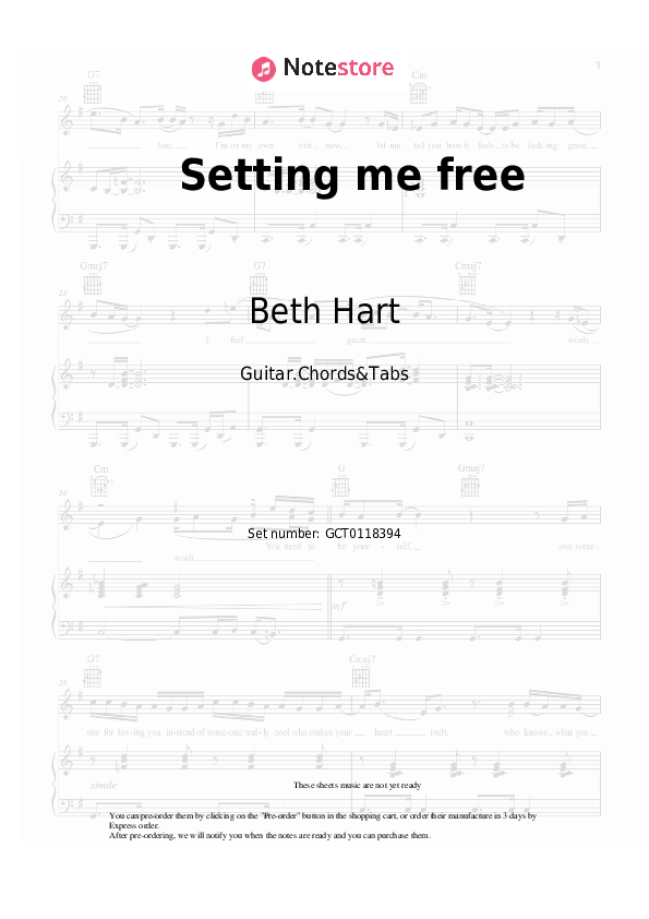 Beth Hart Setting me free guitar chords and tabs in