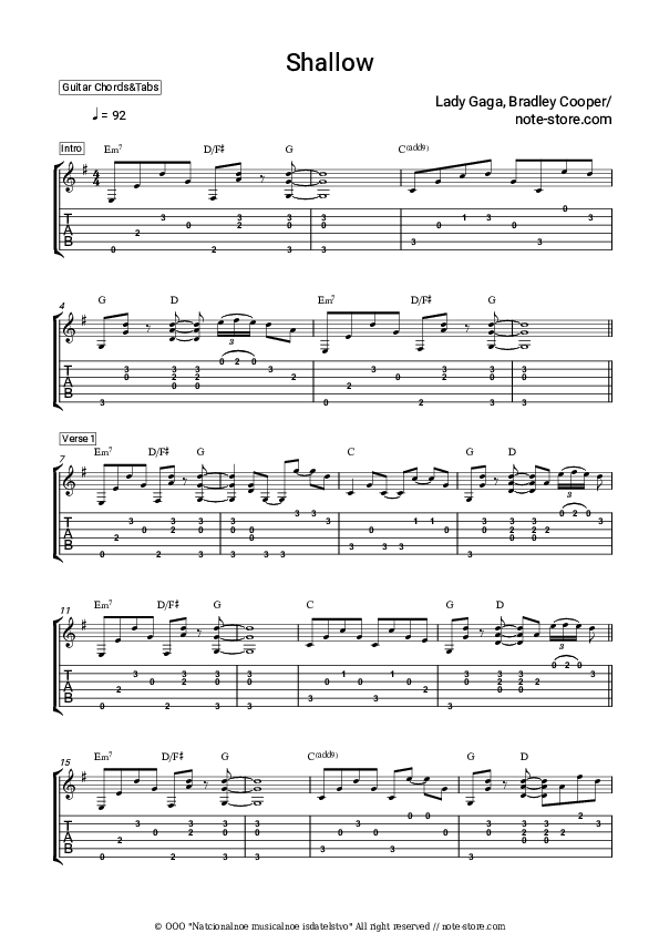 Lady Gaga, Bradley Cooper Shallow (From A Star Is Born) guitar chords