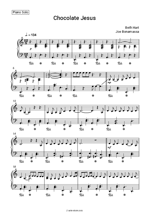 Beth Hart, Joe Bonamassa Chocolate Jesus piano sheet music in Piano.Solo SKU