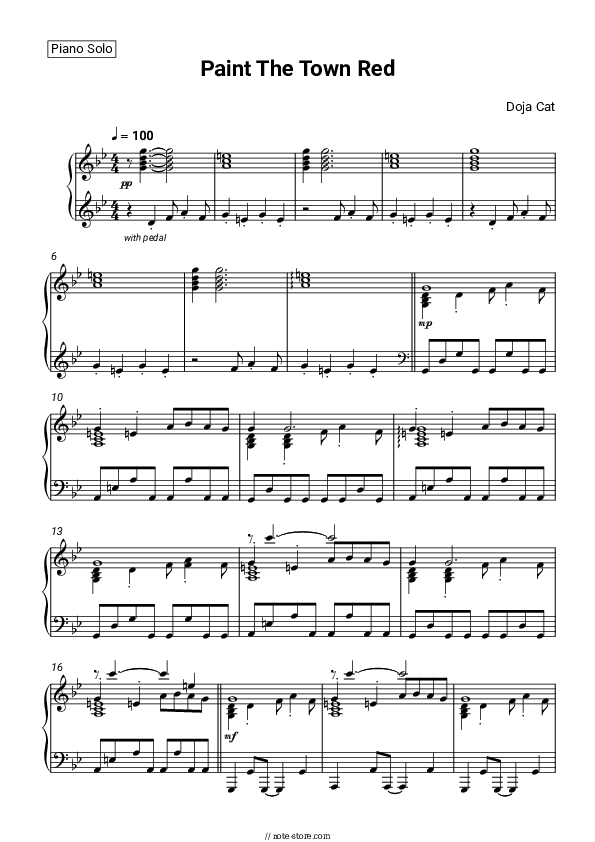 Paint The Town Red piano sheet music Doja Cat in Piano