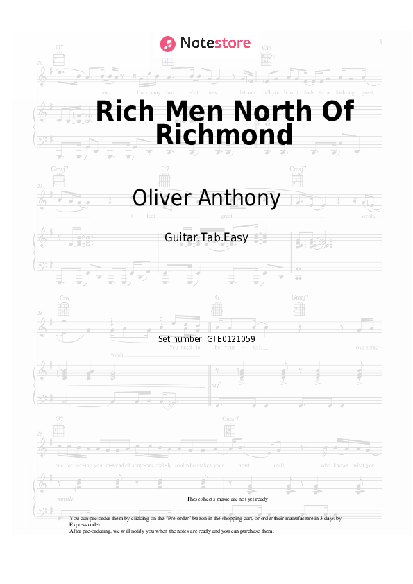 Oliver Anthony Rich Men North Of Richmond guitar chords and tabs in