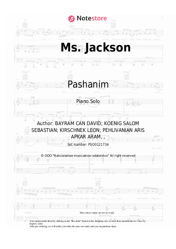 Pashanim Ms. Jackson piano sheet music in Piano.Solo