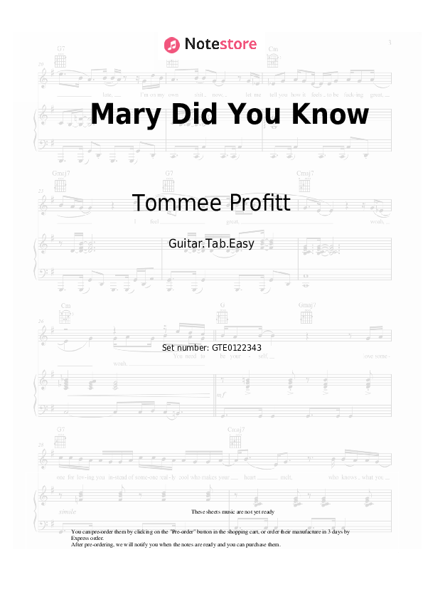 Tommee Profitt, Jordan Smith Mary Did You Know guitar chords and tabs