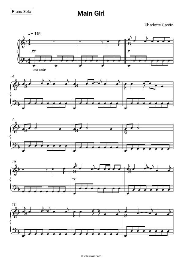 Charlotte Cardin Main Girl piano sheet music in