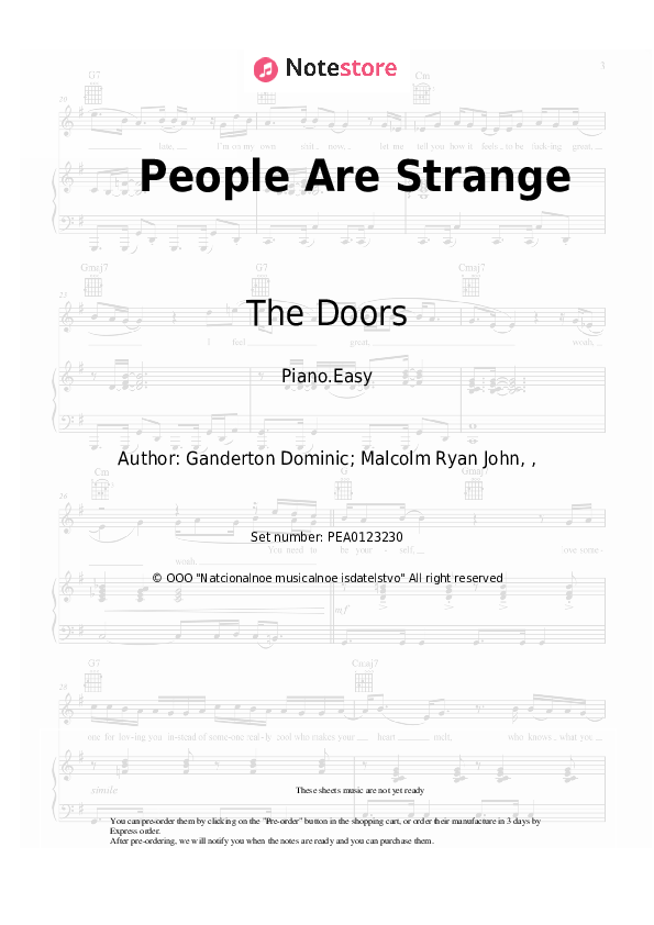 The Doors People Are Strange piano sheet music in