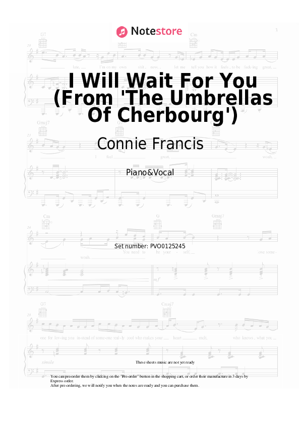 Connie Francis I Will Wait For You (From 'The Umbrellas Of Cherbourg