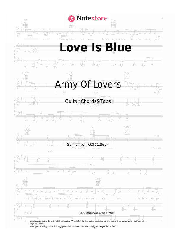 Army Of Lovers, Olya Polyakova Love Is Blue sheet music for piano