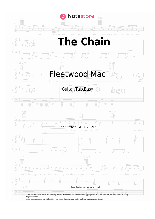 Fleetwood Mac The Chain guitar chords and tabs in Guitar.Tab.Einfach SKU