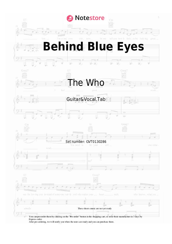 Behind Blue Eyes chords and voice guitar The Who in