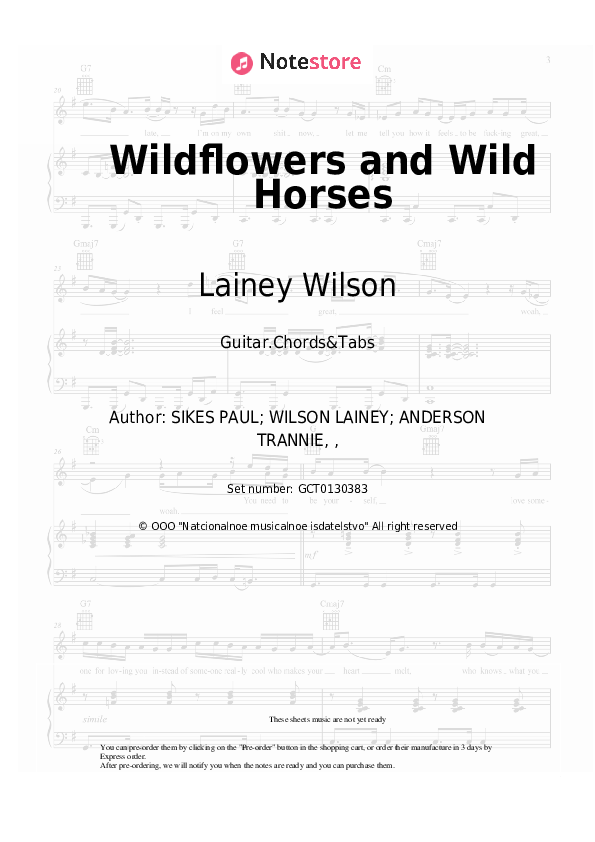 Lainey Wilson Wildflowers and Wild Horses guitar chords and tabs in Guitar