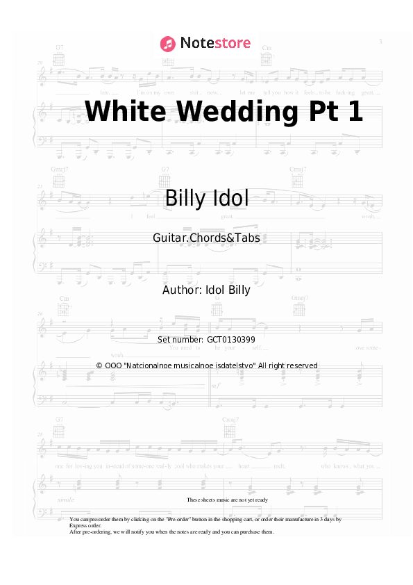 White Wedding Pt 1 chords and tabs Billy Idol in