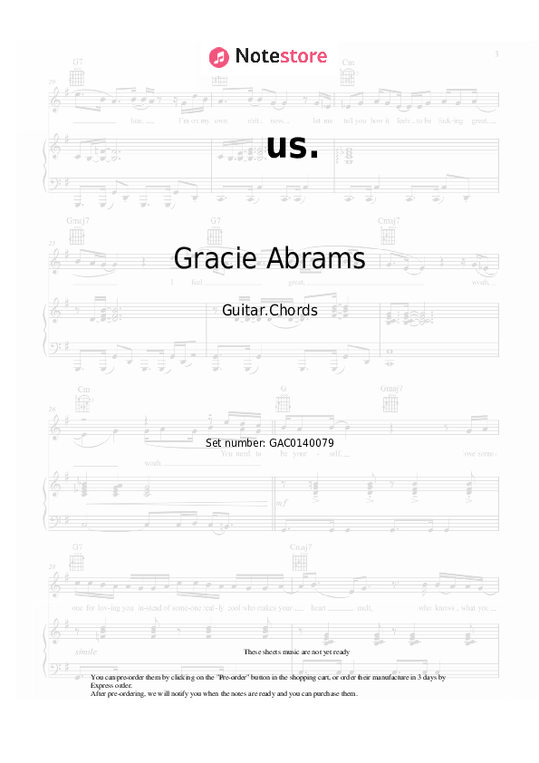 Gracie Abrams, Taylor Swift us. guitar chords and tabs in NoteStore