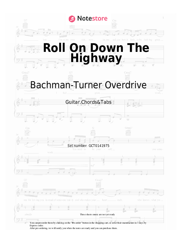 BachmanTurner Overdrive Roll On Down The Highway guitar chords and