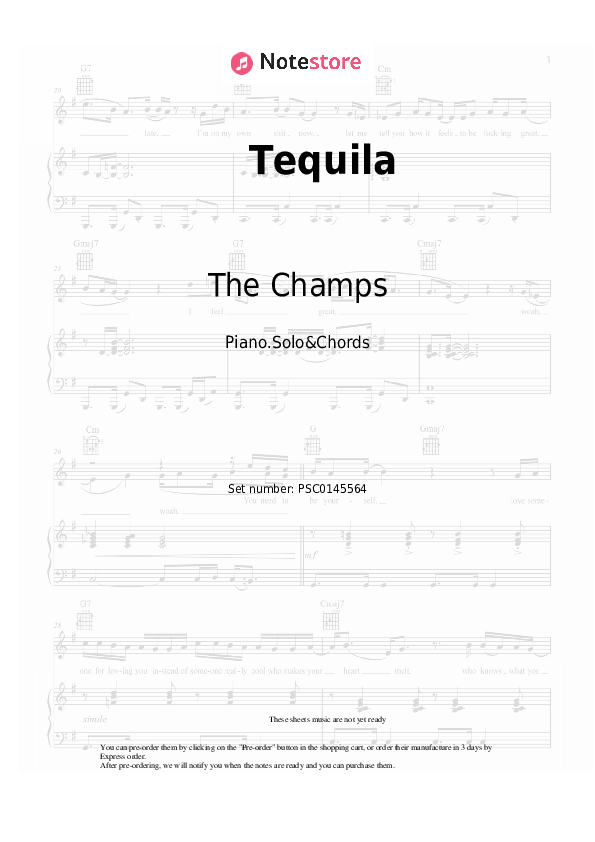 The Champs Tequila piano sheet music in Piano.Solo
