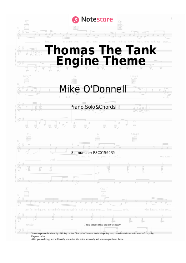 Thomas The Tank Engine Theme piano sheet music and chords Mike O