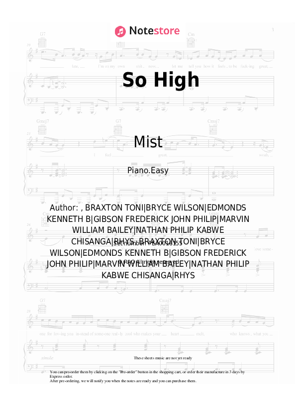 Mist, Fredo So High sheet music for piano download Piano.Easy SKU