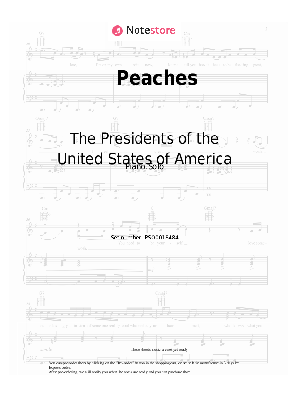 The Presidents of the United States of America Peaches piano sheet