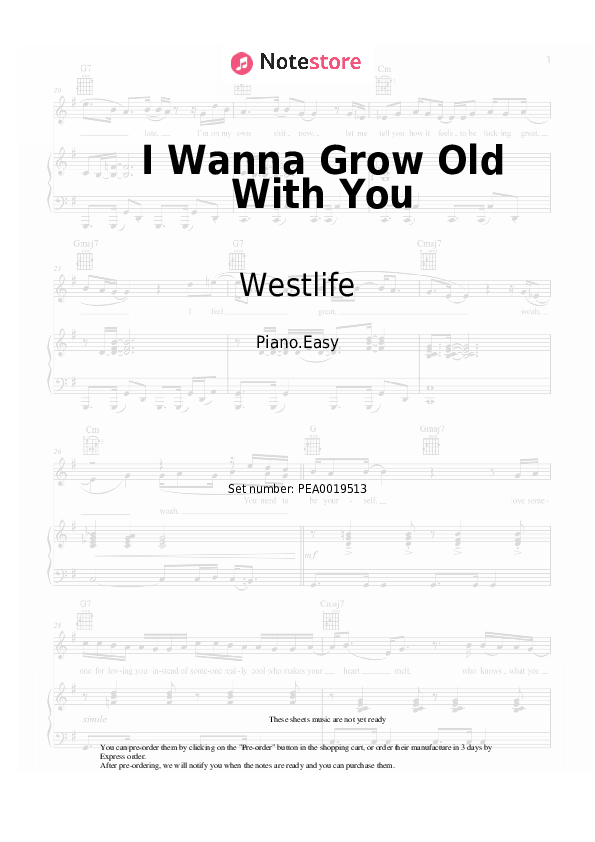 Westlife I Wanna Grow Old With You piano sheet music in NoteStore
