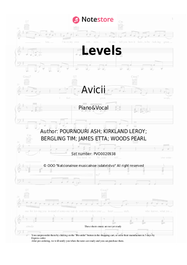 Levels piano sheet music and voice Avicii in Piano