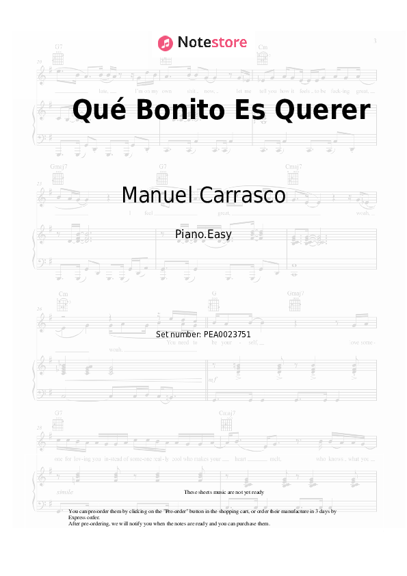 Manuel Carrasco Que Bonito Es Querer piano sheet music in NoteStore