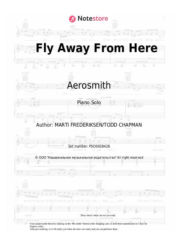 Fly Away From Here piano sheet music Aerosmith in