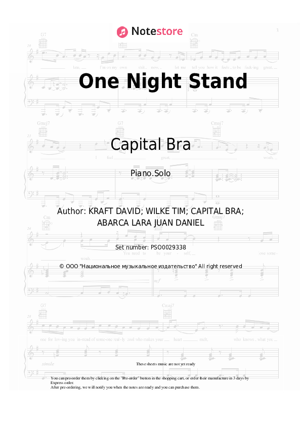One Night Stand piano sheet music Capital Bra in Piano