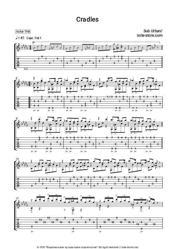 Sub Urban Cradles guitar chords and tabs in Guitar