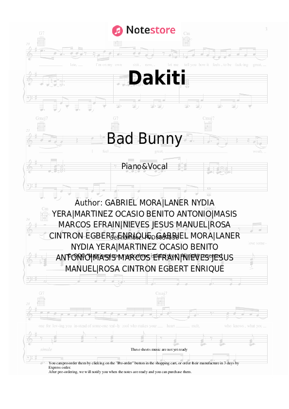 Bad Bunny, Jhay Cortez Dakiti piano sheet music in