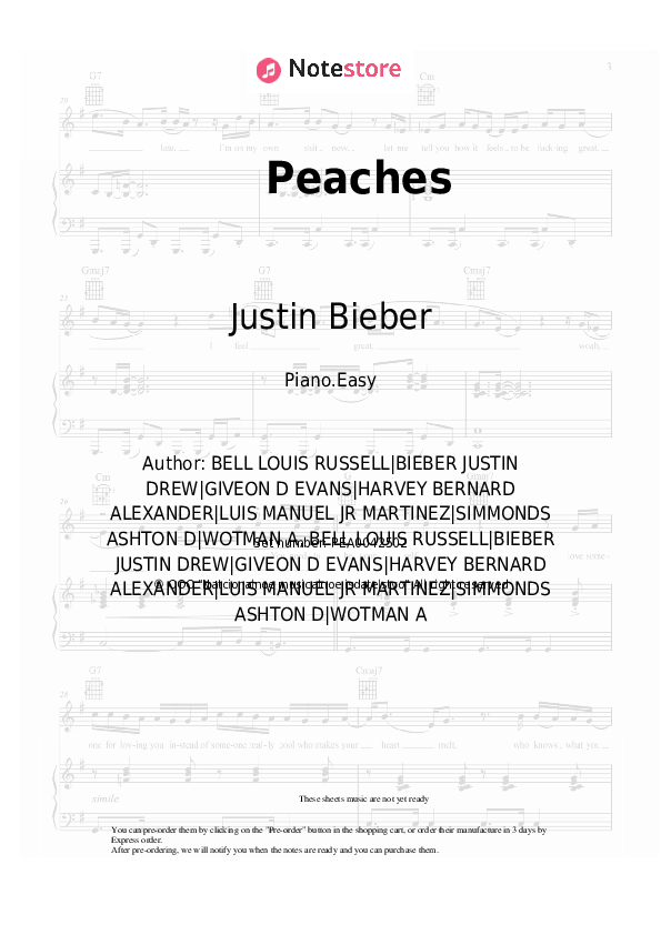 Justin Bieber, Daniel Caesar, Giveon Peaches piano sheet music in