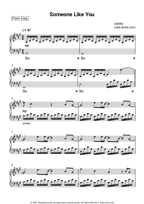 Adele Someone like you piano sheet music in Piano