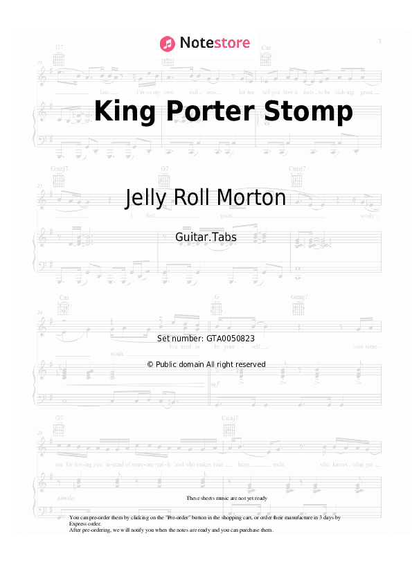 King Porter Stomp tabs guitar Jelly Roll Morton in