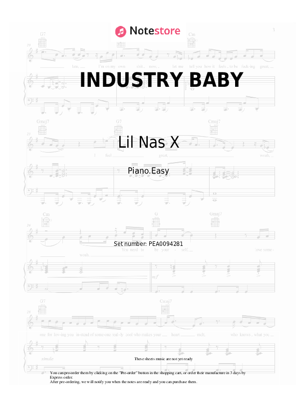 Lil Nas X, Jack Harlow INDUSTRY BABY sheet music for piano download
