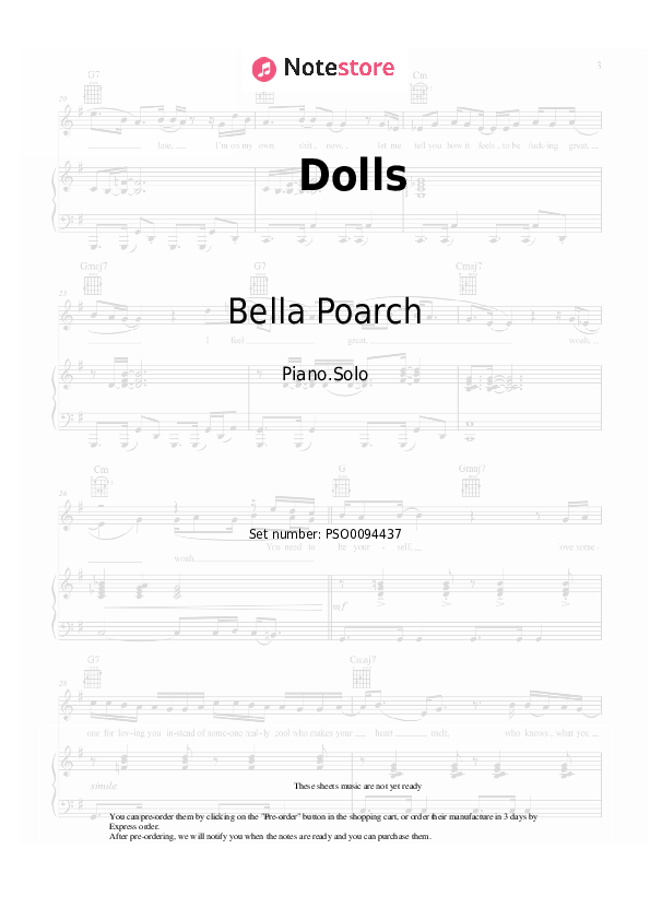 Dolls piano sheet music Bella Poarch in Piano.Solo SKU