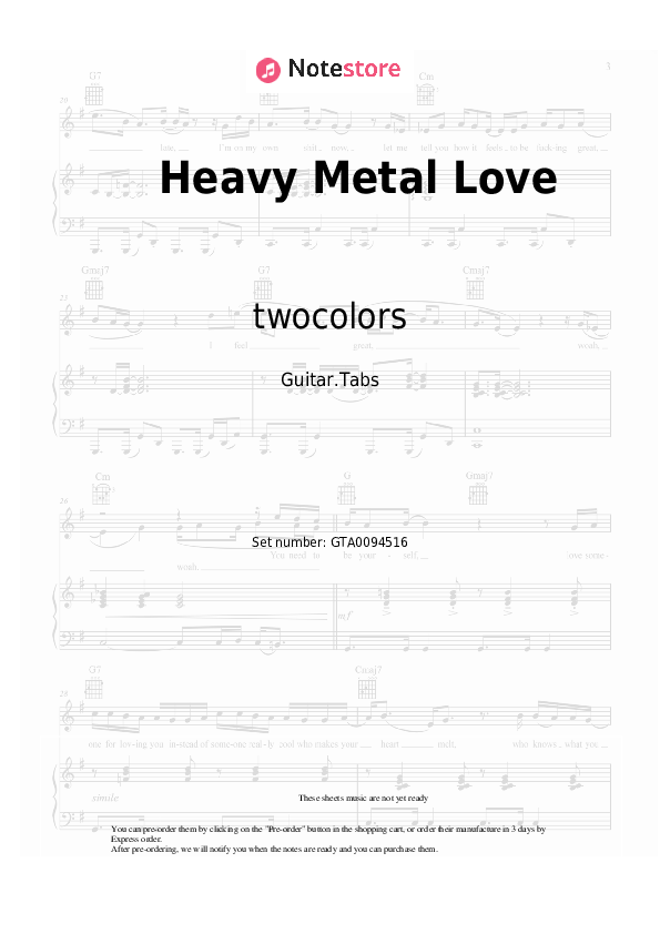 twocolors Heavy Metal Love guitar chords and tabs in
