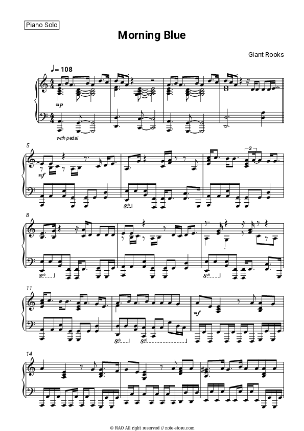 Giant Rooks Morning Blue piano sheet music in Piano