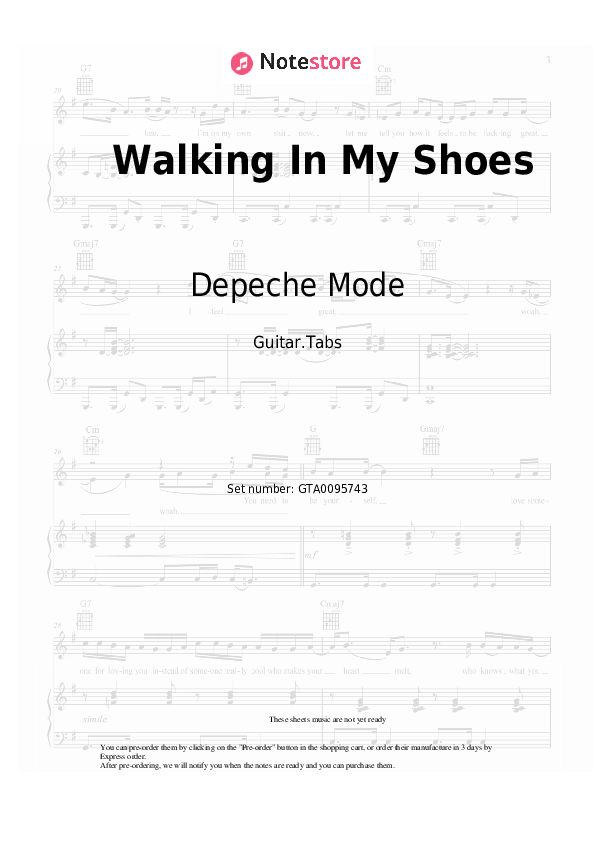 Depeche Mode Walking In My Shoes guitar chords and tabs in Guitar.Tabs SKU