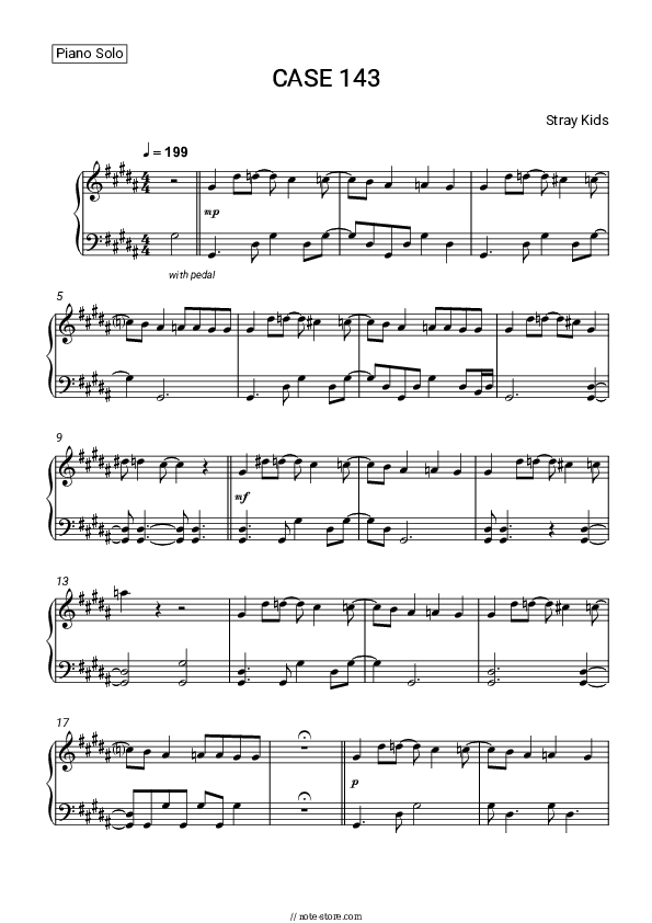 CASE 143 piano sheet music Stray Kids in Piano.Solo