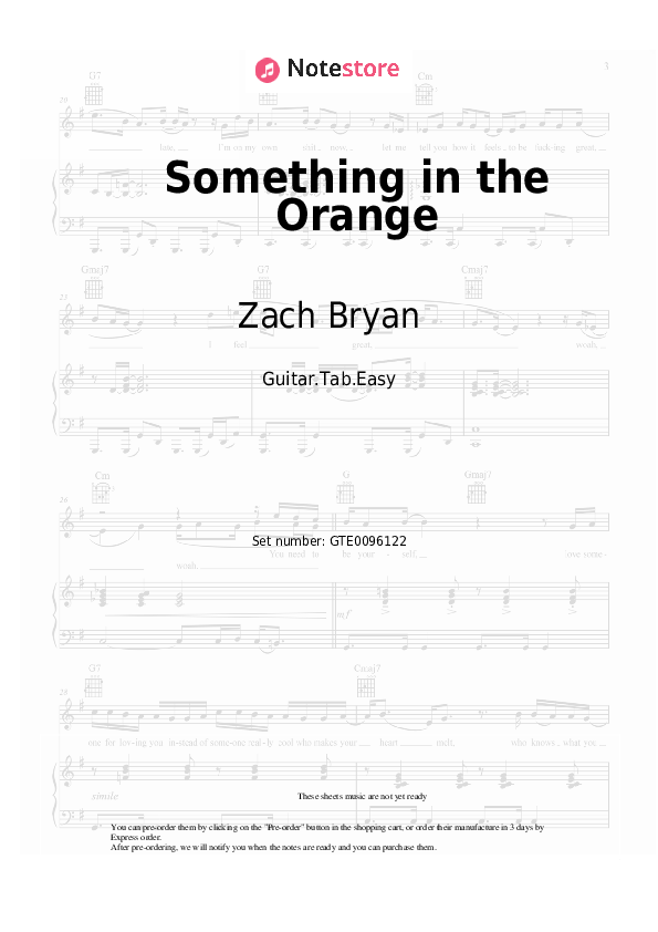 Zach Bryan Something in the Orange guitar chords and tabs in Guitar.Tab.Easy